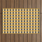 Checkered Multicolor Pattern XIV Yellow and Navy Blue Outdoor Rug Gallery Image 1