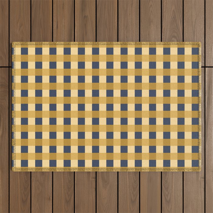 Checkered Multicolor Pattern XIV Yellow and Navy Blue Outdoor Rug Gallery Image 1