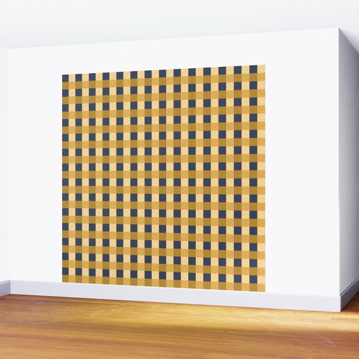 Checkered Multicolor Pattern XIV Yellow and Navy Blue Wall Mural Gallery Image 2