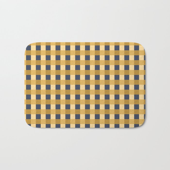 Checkered Multicolor Pattern XIV Yellow and Navy Blue Bath Mat Gallery Image 1