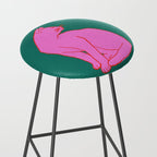 Pink Cat On Green Background Stool Gallery Image 2