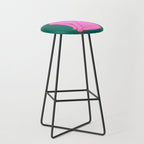 Pink Cat On Green Background Stool Gallery Image 1