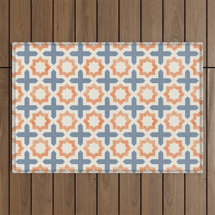 river stars - tangerine and blue Outdoor Rug Gallery Image 1