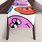Funny happy face cartoon art pattern Table Runner Gallery Image 1