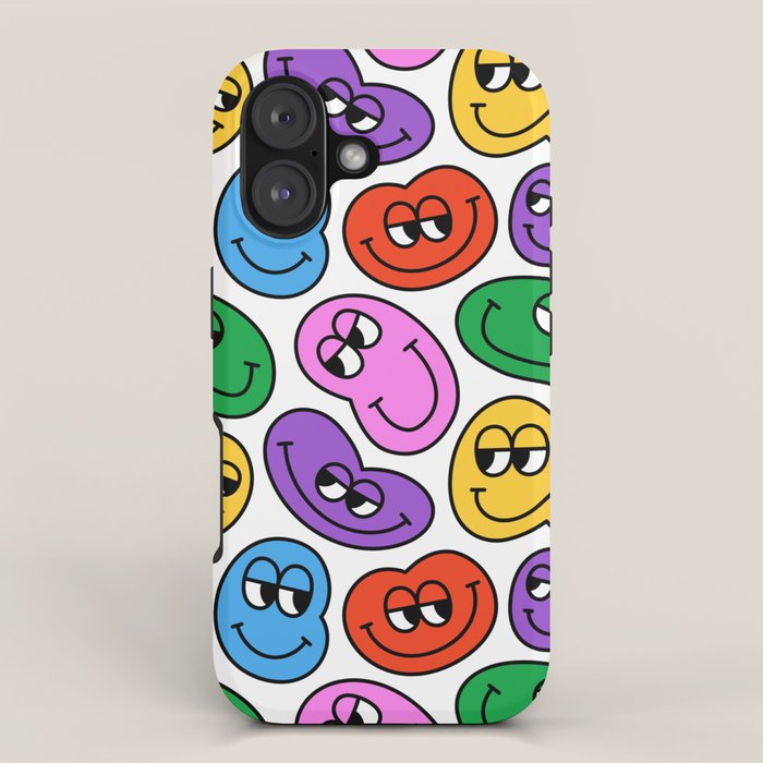 Funny happy face cartoon art pattern iPhone Case Gallery Image 1