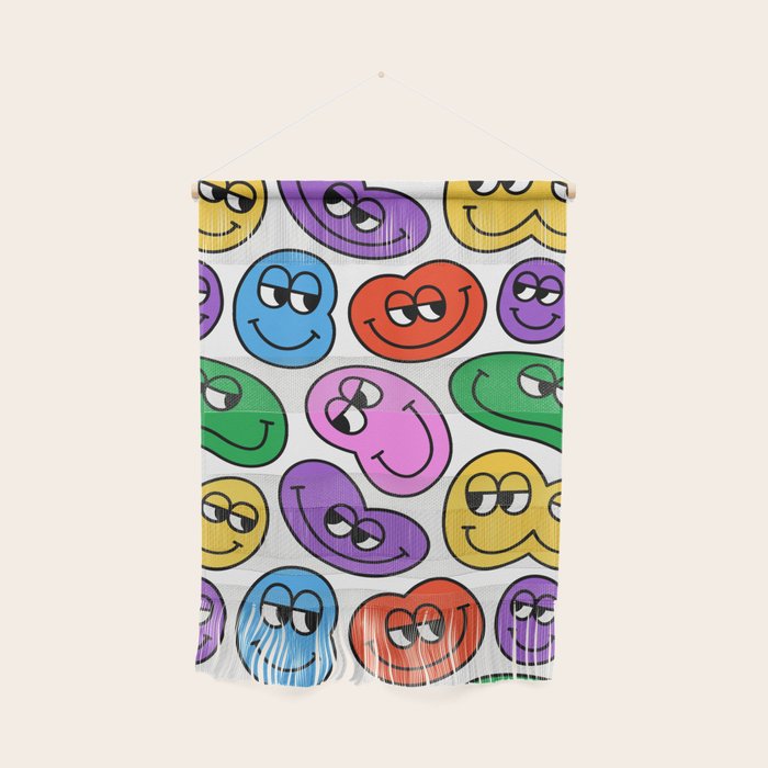 Funny happy face cartoon art pattern Wall Hanging Gallery Image 1