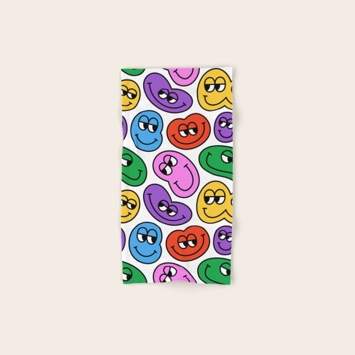Funny happy face cartoon art pattern Bath Towel Gallery Image 1