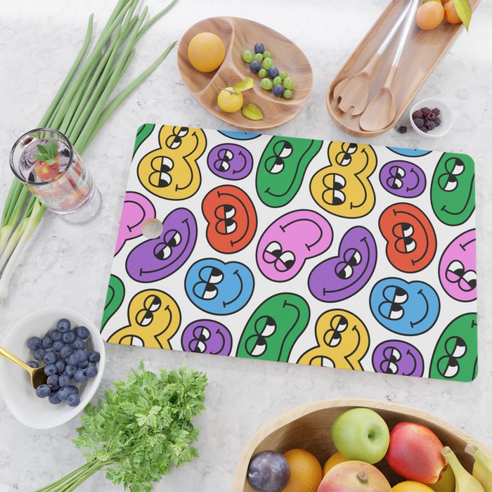 Funny happy face cartoon art pattern Cutting Board Gallery Image 2