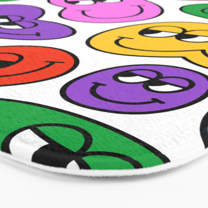 Funny happy face cartoon art pattern Bath Mat Gallery Image 3