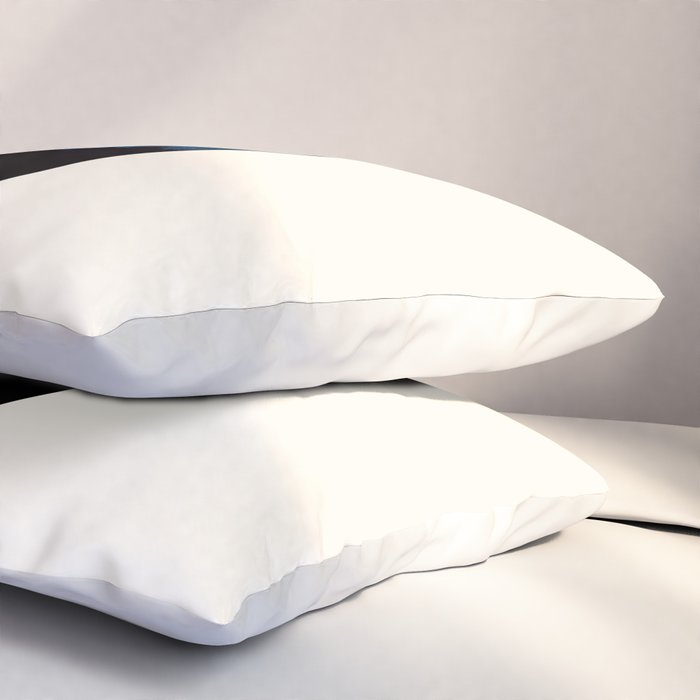 Mid Century Modern Round Circle Photo Blue Star Night Sky Pine Tree Silhouette Pillow Sham Gallery Image 3
