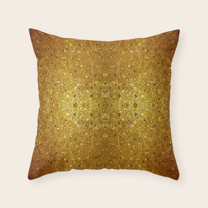Deep gold glass mosaic Throw Pillow Gallery Image 1