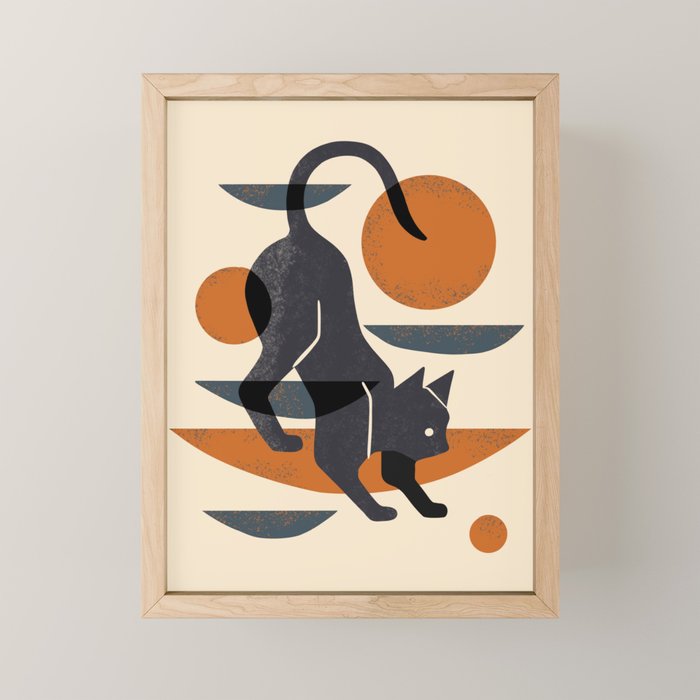 Cat At Play Mini Art Print Gallery Image 1