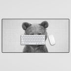 Baby Bear - Black & White Desk Mat Gallery Image 1