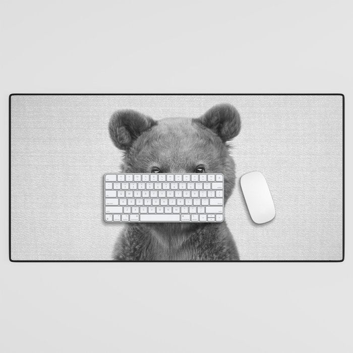 Baby Bear - Black & White Desk Mat Gallery Image 1