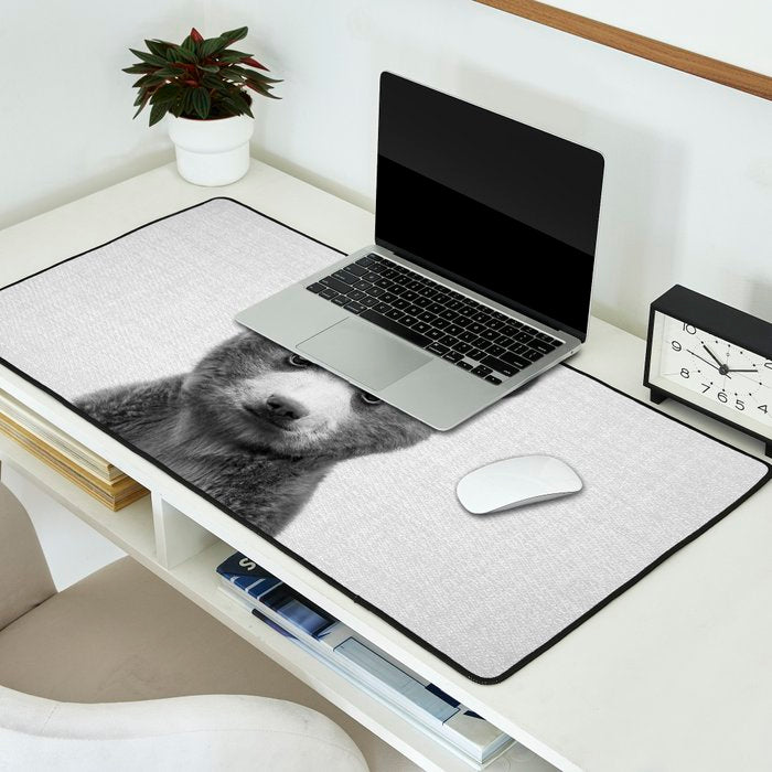 Baby Bear - Black & White Desk Mat Gallery Image 2