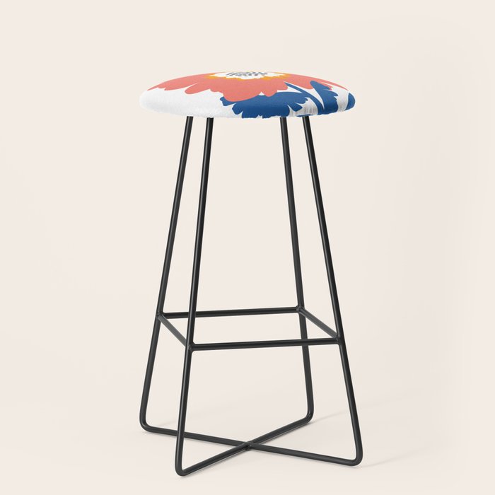 Happy Red Floral Stool Gallery Image 1