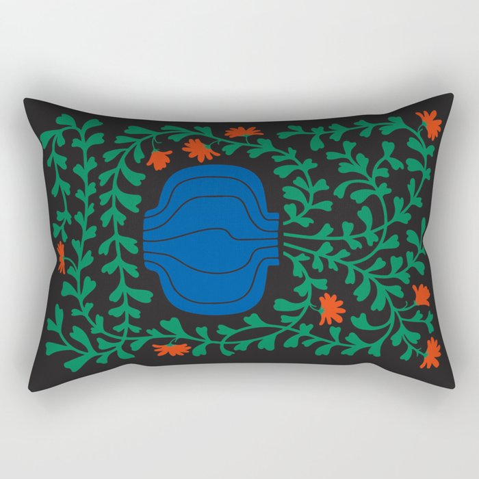 Summer Bloom: Midnight Rain Forest Rectangular Pillow Gallery Image 1