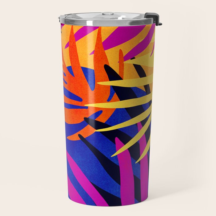 Neon Rainforest - Abstract Pop Art Travel Mug Gallery Image 2