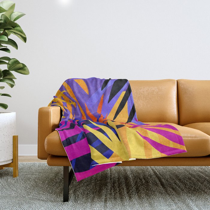 Neon Rainforest - Abstract Pop Art Throw Blanket Gallery Image 1