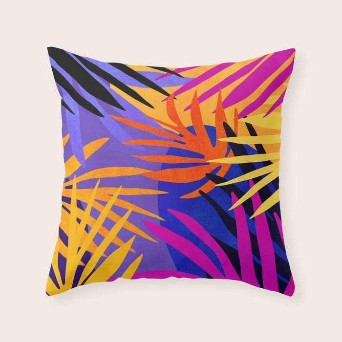 Neon Rainforest - Abstract Pop Art Throw Pillow Gallery Image 1