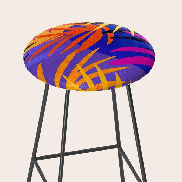 Neon Rainforest - Abstract Pop Art Stool Gallery Image 2