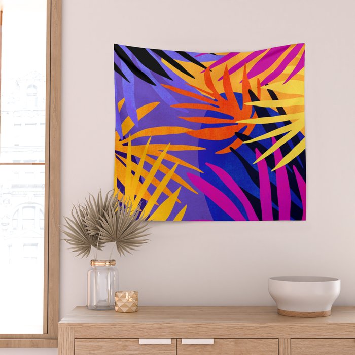 Neon Rainforest - Abstract Pop Art Wall Tapestry Gallery Image 2
