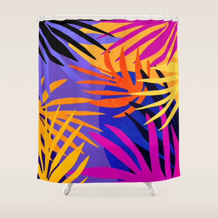Neon Rainforest - Abstract Pop Art Shower Curtain Gallery Image 1