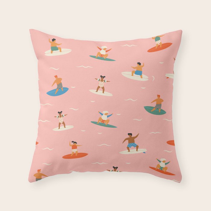 Surf kids Throw Pillow Gallery Image 6