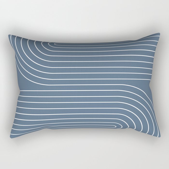 Minimal Line Curvature LXXXIV Nautical Blue Mid Century Modern Arch Abstract Rectangular Pillow Gallery Image 2