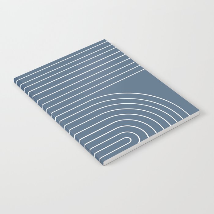 Minimal Line Curvature LXXXIV Nautical Blue Mid Century Modern Arch Abstract Notebook Gallery Image 1