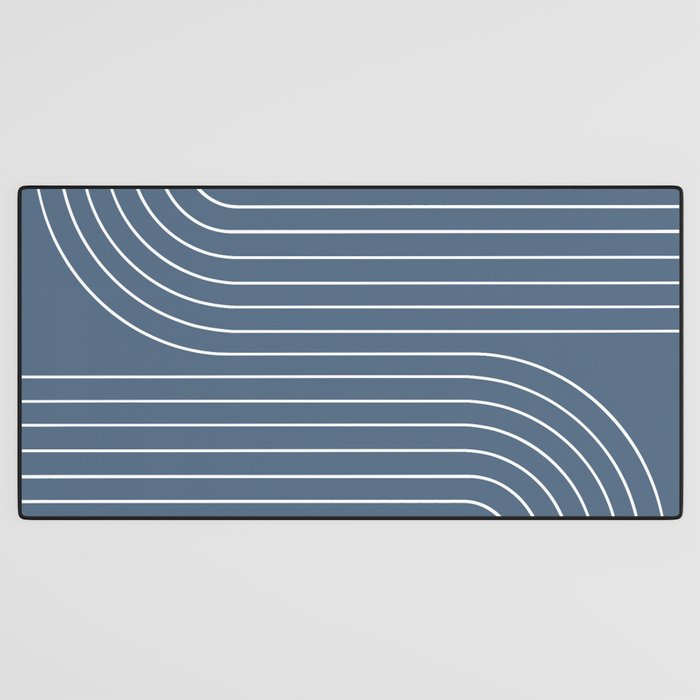 Minimal Line Curvature LXXXIV Nautical Blue Mid Century Modern Arch Abstract Desk Mat Gallery Image 3