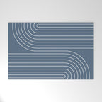 Minimal Line Curvature LXXXIV Nautical Blue Mid Century Modern Arch Abstract Welcome Mat Gallery Image 1
