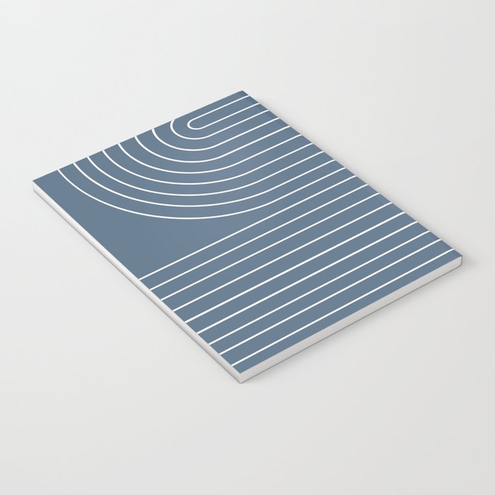 Minimal Line Curvature LXXXIV Nautical Blue Mid Century Modern Arch Abstract Notebook Gallery Image 3
