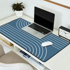 Minimal Line Curvature LXXXIV Nautical Blue Mid Century Modern Arch Abstract Desk Mat Gallery Image 2