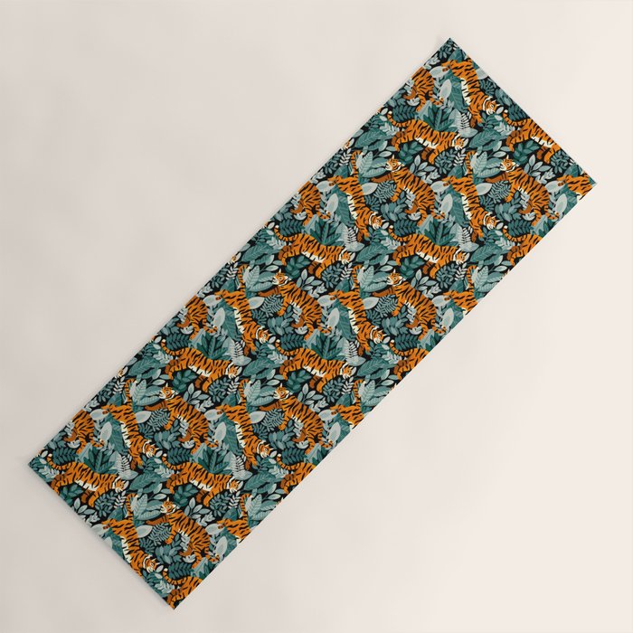 Bengal Tiger Teal Jungle Yoga Mat Gallery Image 1