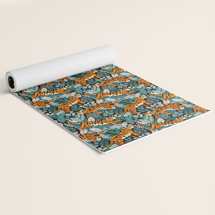 Bengal Tiger Teal Jungle Yoga Mat Gallery Image 2