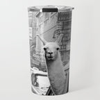  llama in times square print - a llama in times square-Llama Riding in Taxi, Black and White Vintage Travel Mug Gallery Image 1