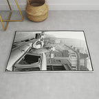  llama in times square print - a llama in times square-Llama Riding in Taxi, Black and White Vintage Rug Gallery Image 1