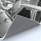  llama in times square print - a llama in times square-Llama Riding in Taxi, Black and White Vintage Rug Gallery Image 4