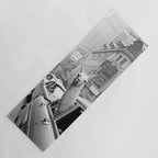  llama in times square print - a llama in times square-Llama Riding in Taxi, Black and White Vintage Yoga Mat Gallery Image 1