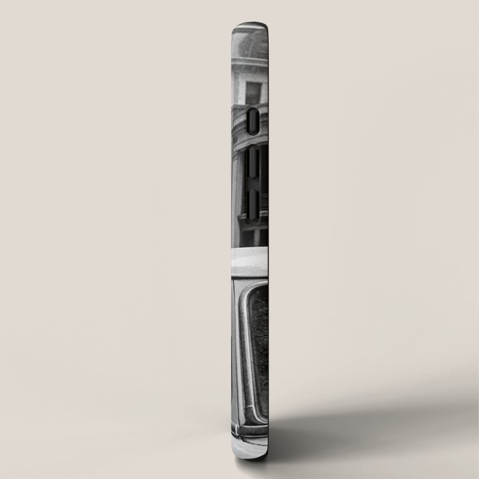  llama in times square print - a llama in times square-Llama Riding in Taxi, Black and White Vintage iPhone Case Gallery Image 2