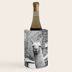  llama in times square print - a llama in times square-Llama Riding in Taxi, Black and White Vintage Wine Chiller Gallery Image 1