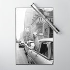  llama in times square print - a llama in times square-Llama Riding in Taxi, Black and White Vintage Wrapping Paper Gallery Image 1