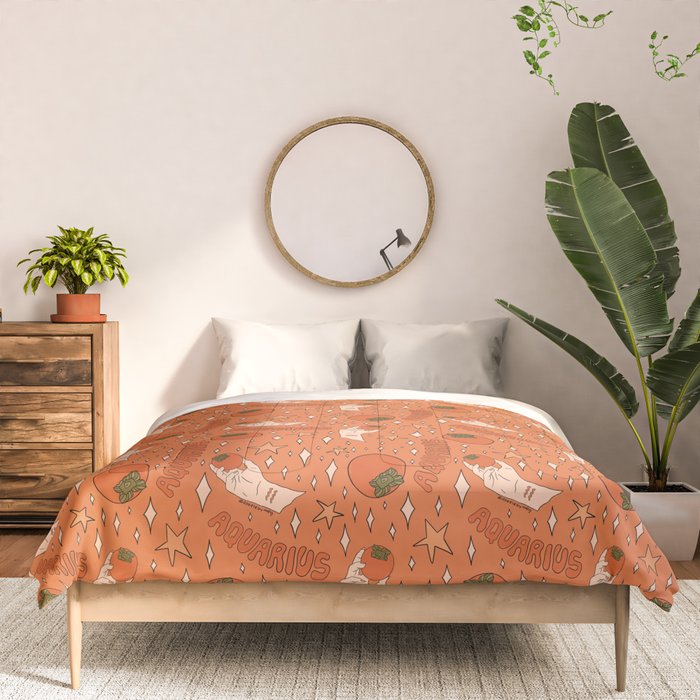 Aquarius Persimmon Print Comforter Gallery Image 3