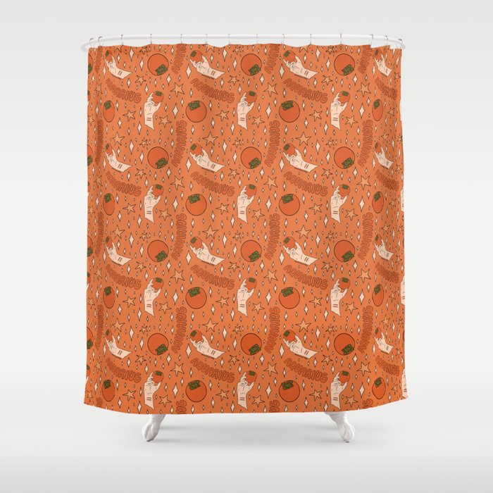 Aquarius Persimmon Print Shower Curtain Gallery Image 1