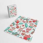 Mele Kalikimaka Hawaiian Christmas gingerbread cookies // white background Jigsaw Puzzle Gallery Image 2