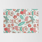 Mele Kalikimaka Hawaiian Christmas gingerbread cookies // white background Rug Gallery Image 2