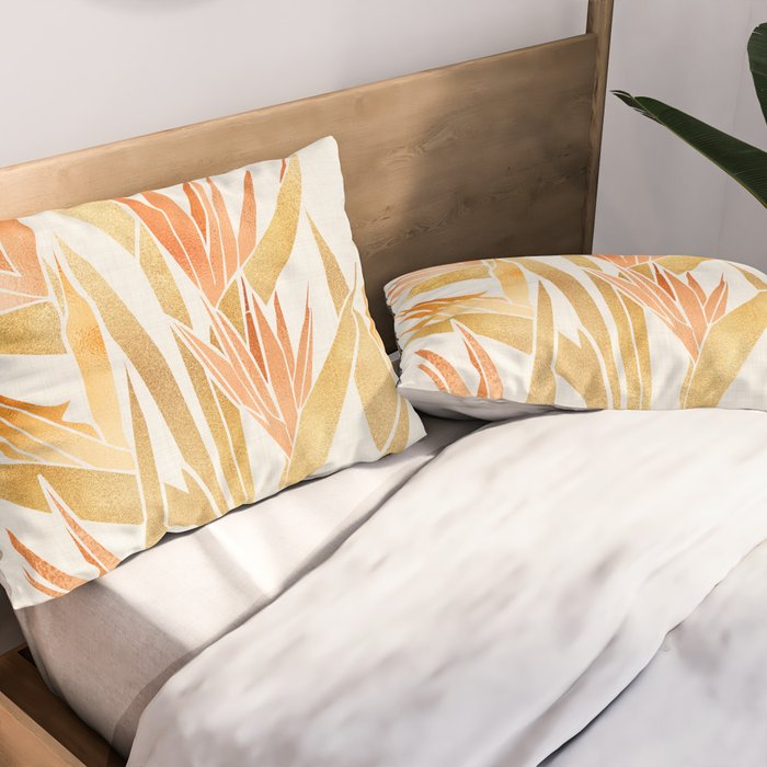 Metallic Gold Bird of Paradise Pillow Sham Gallery Image 2