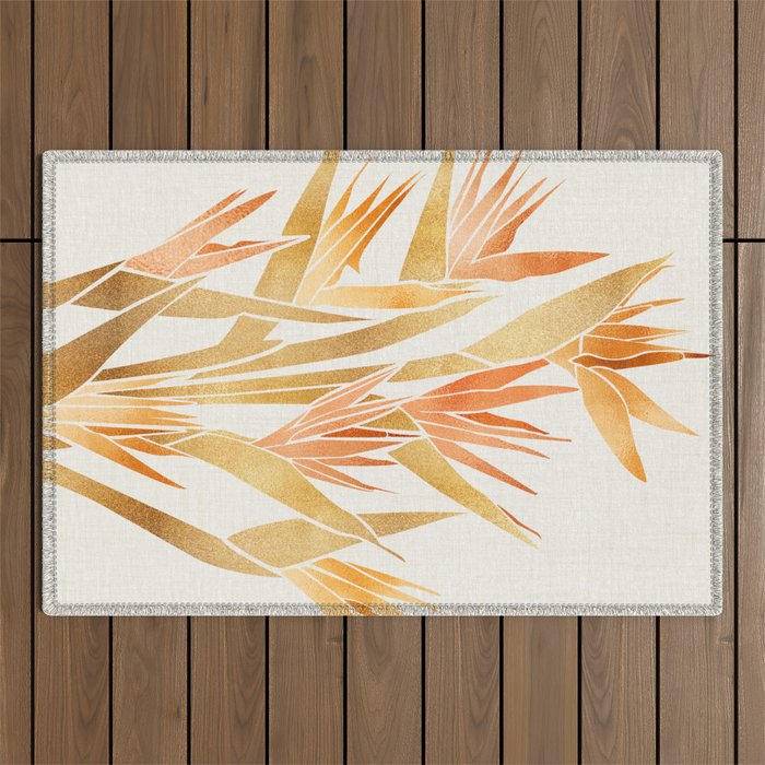 Metallic Gold Bird of Paradise Outdoor Rug Gallery Image 1