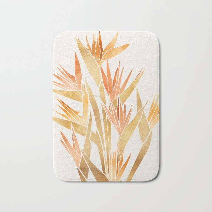 Metallic Gold Bird of Paradise Bath Mat Gallery Image 1